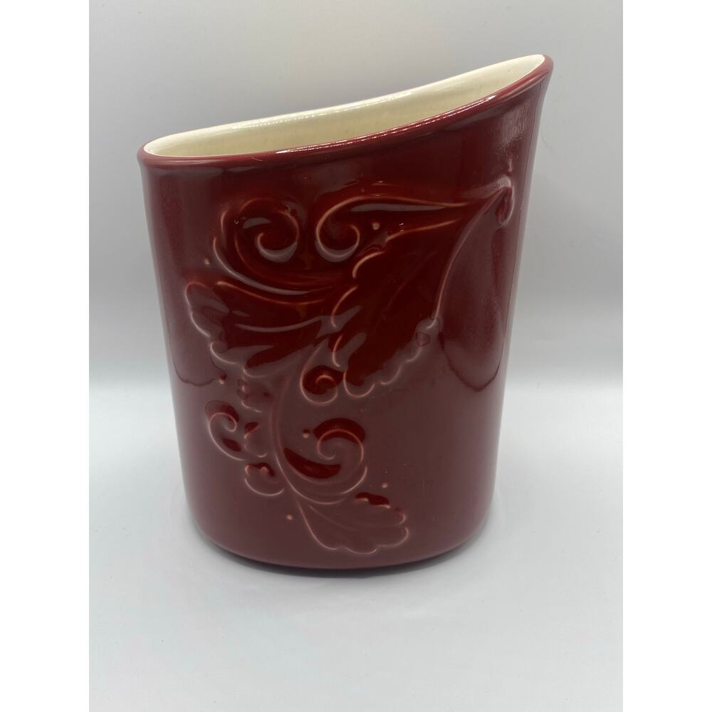 Pfaltzgraff "Weir in Your Kitchen" Utensil Crock - Cayenne Red Stoneware